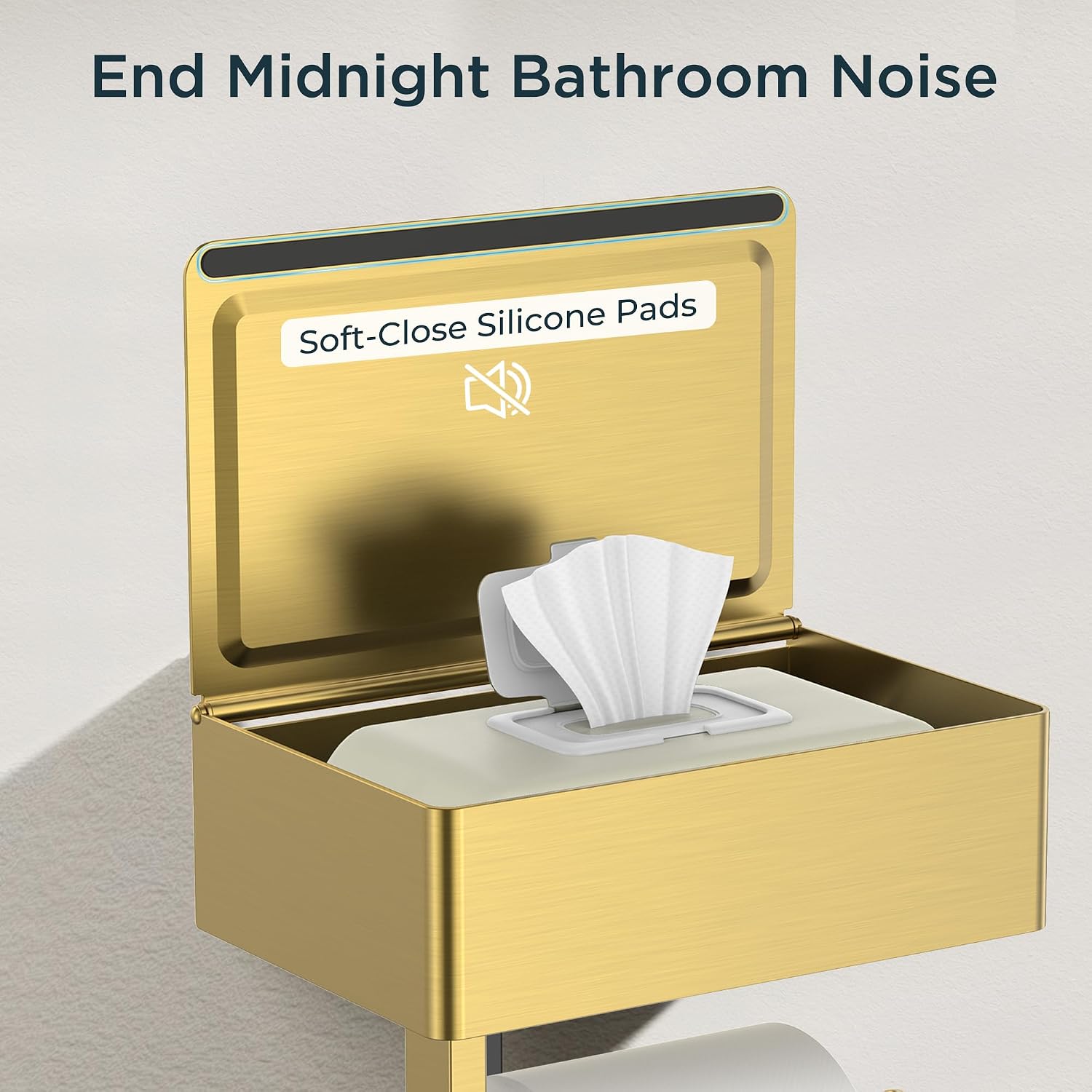 FORIOUS Toilet Paper Holder with Shelf, Wall-Mounted Modern Wipes Dispenser image 3