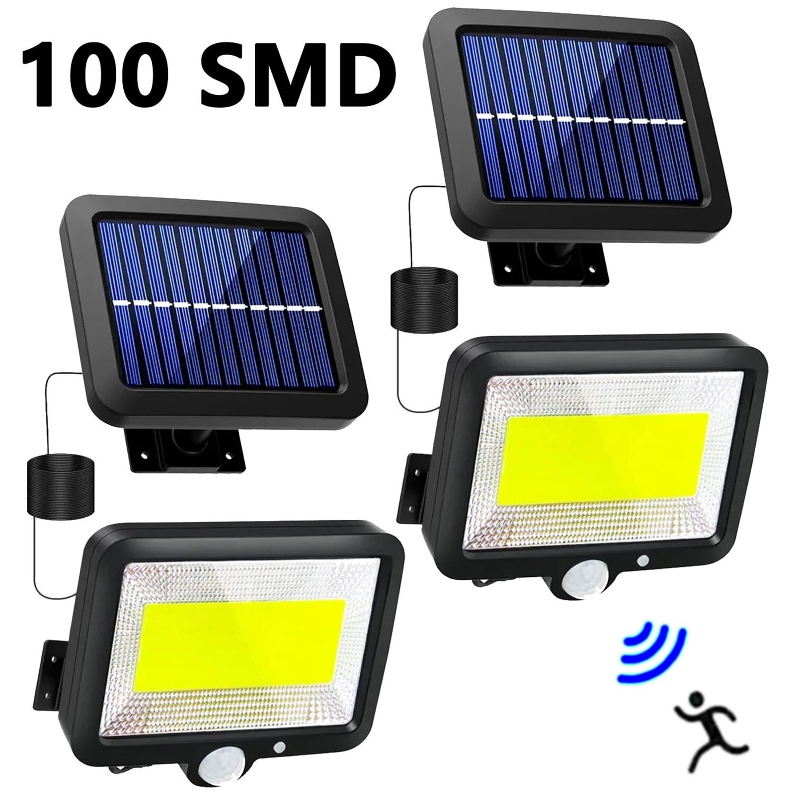 Czujnik ruchu solarne podzielone światła dekoracja 3 tryby na zewnątrz IP65 wodoodporna awaryjna lampa ścienna dziedziniec (lampa solarna - 1COB)
