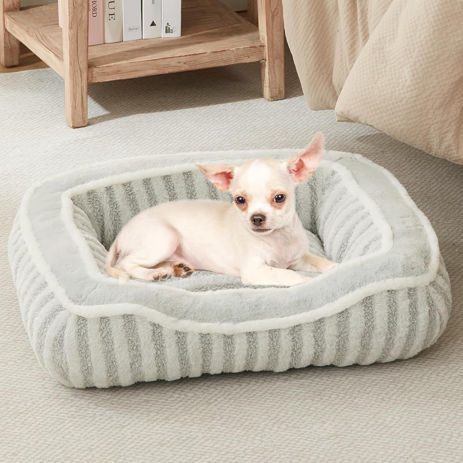 Dog Bed for Extra Small Dogs Breeds,Cat Bed,Puppy Kennel Bed with Pillow,Washable Deluxe Plush Dog Crate Beds,Comfy Durable Rectangular Pet Sleeping Bed & Non-Slip Bottom,Grey (19″X16″) Dog Bed for Extra Small Dogs Breeds,Cat Bed,Puppy Kennel Bed with Pillow,Washable Deluxe Plush Dog Crate Beds,Comfy Durable Rectangular Pet Sleeping Bed & Non-Slip Bottom,Grey (19″X16″)