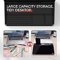 Vista 49 de TOWON Desktop Glass Whiteboard with Basic Calculator, 12 Digit LCD Display, Desk Organizers with Accessories for Office, Home, School Supplies