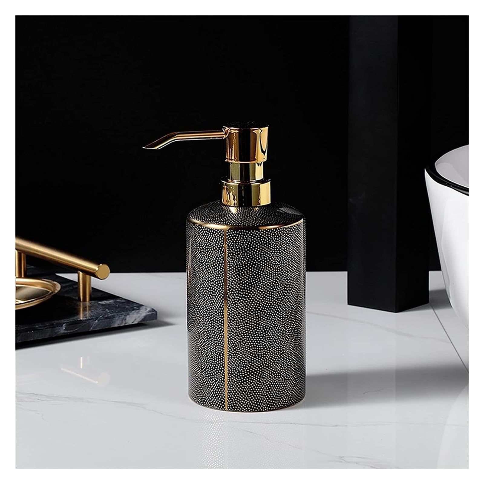 Distributori di Sapone Distributore di Sapone Moderno di Lusso in Ceramica a 3 Pezzi, distributore di Sapone Moderno per Bagno, Cucina, Hotel, Noir