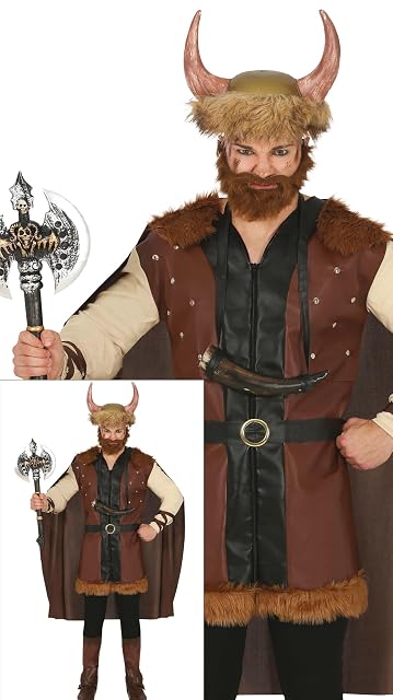 FIESTAS GUIRCA - Disfraz de Vikingo Adulto (48-50/M) - Capa, Chaqueta, Cinturón, Pantalón y Cintas
