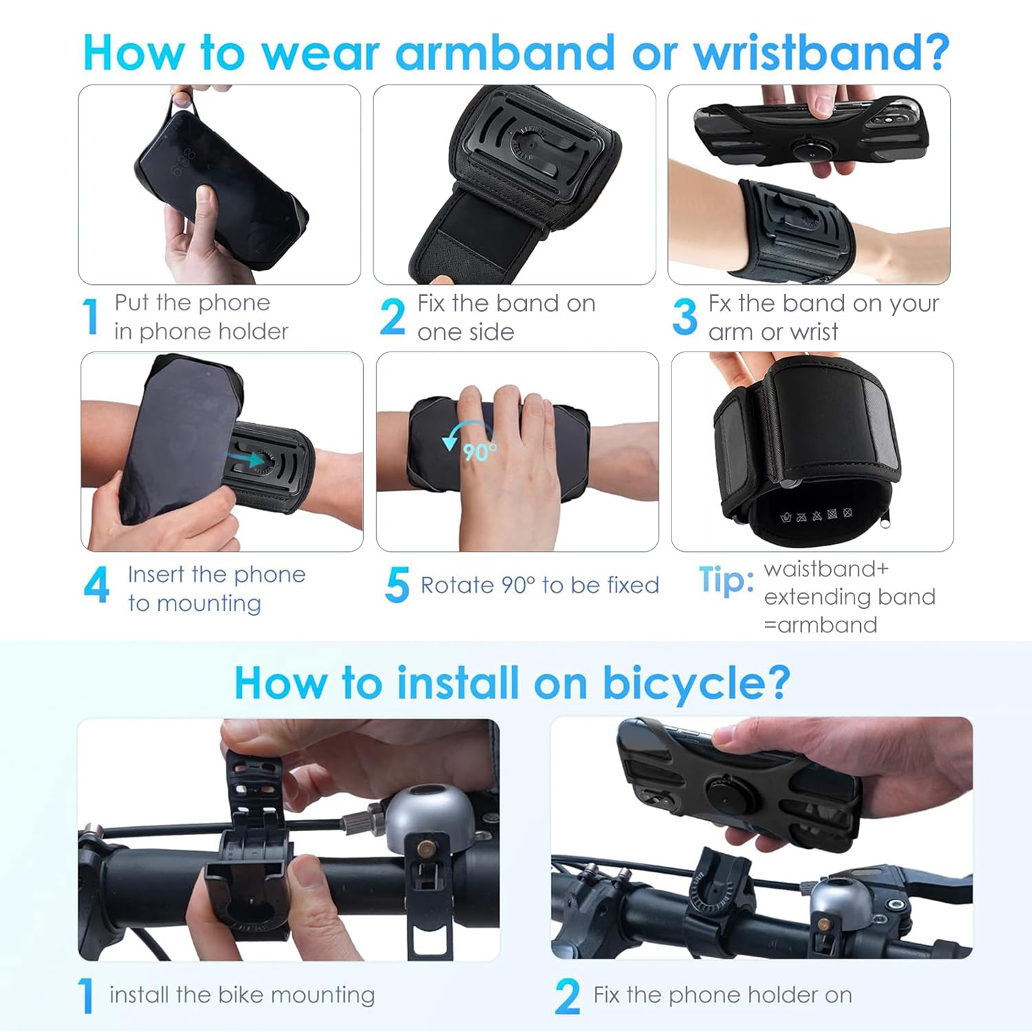 Running Phone Holder For Legs Waist Arms. Running Armband Phone Holder Is 360° Rotatable And Detachable. Running Phone Armband For IPhone, Samsung, Lenovo, Google, All 4.5-7.8 Inch Phones