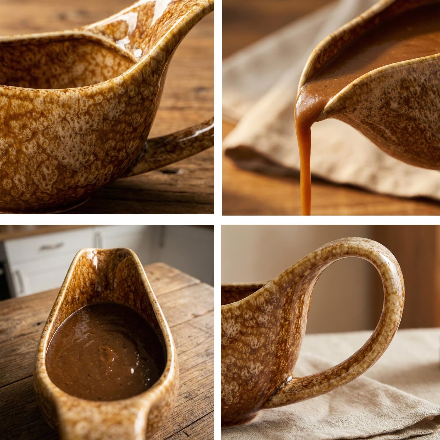 Salsiera da 550 ml, in ceramica di alta qualità, con manico resistente al calore, ideale per cene arrosto di Natale, sugo, salse e condimenti, lavabile in lavastoviglie