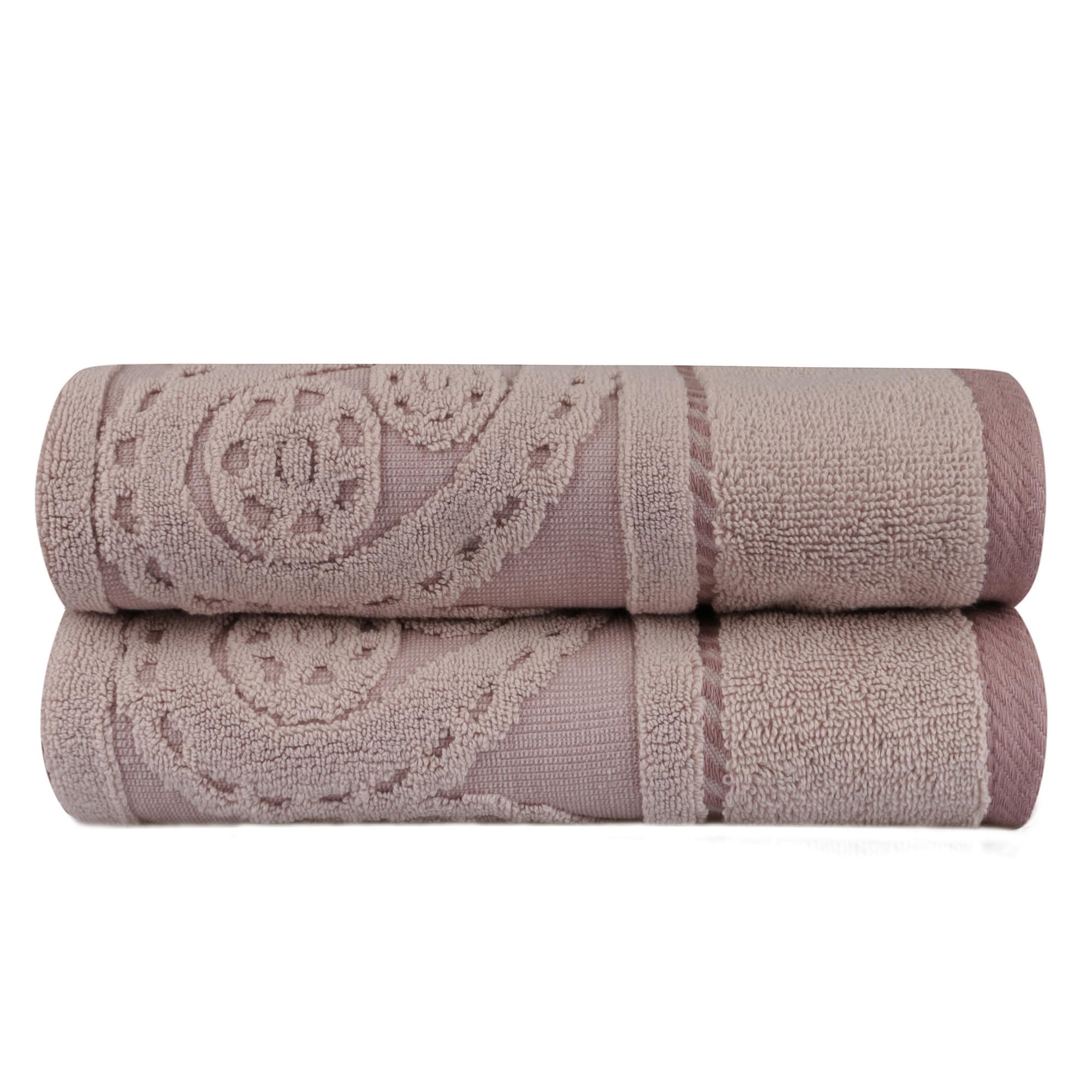 Well Home Hand Towel Set (2 Pieces) Pale Pink and Beige, Pink Stick Beige, 50x90 - Image 2