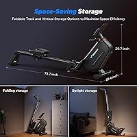 Vista 8 de MERACH Máquinas de remo para el hogar, potente máquina de remo electromagnética con riel extendido de 51.2 pulgadas, remo de ajuste de resistencia