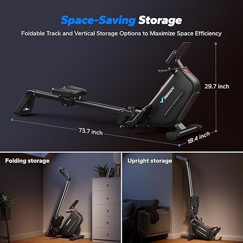 Miniatura 8 de MERACH Máquinas de remo para el hogar, potente máquina de remo electromagnética con riel extendido de 51.2 pulgadas, remo de ajuste de resistencia