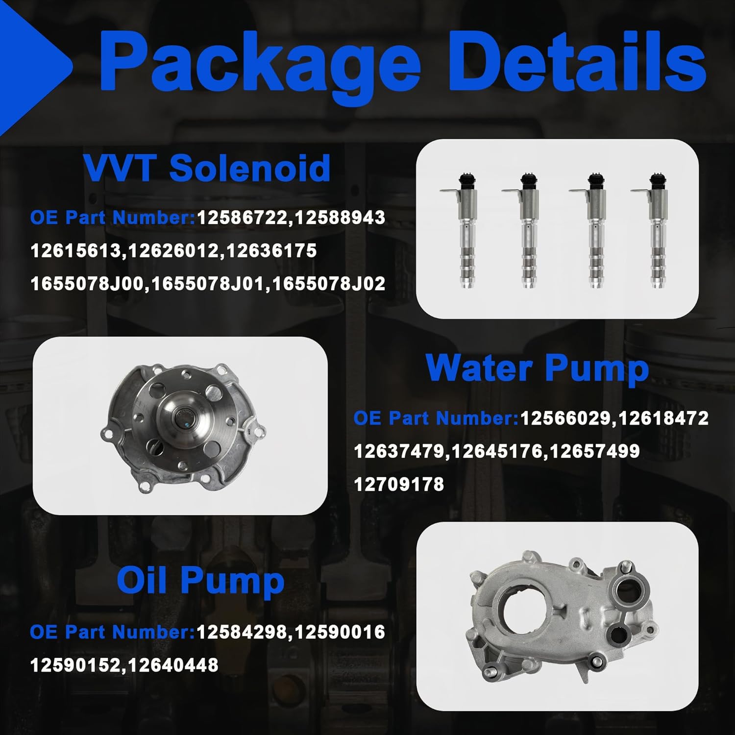 3.6 Timing Chain Kit w/Water Pump Oil Pump VVT Solenoid Fit For Chevrolet Equinox For GMC Acadia For Cadillac CTS SRX For Buick Enclave 3.0 3.6 2007-2016 9-0753S 9-0753SX 12584298 12640448 12566029