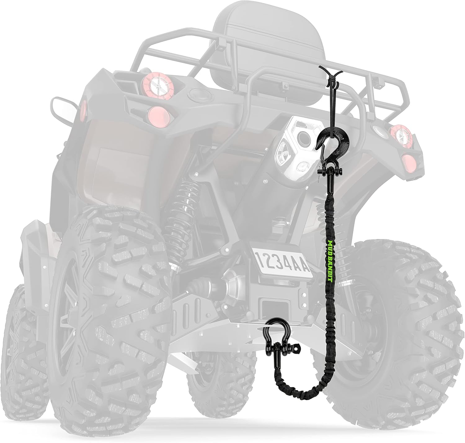 Mud Bandit 2ft ATV Recovery Strap with Winch Hook and D Ring Shackle ...
