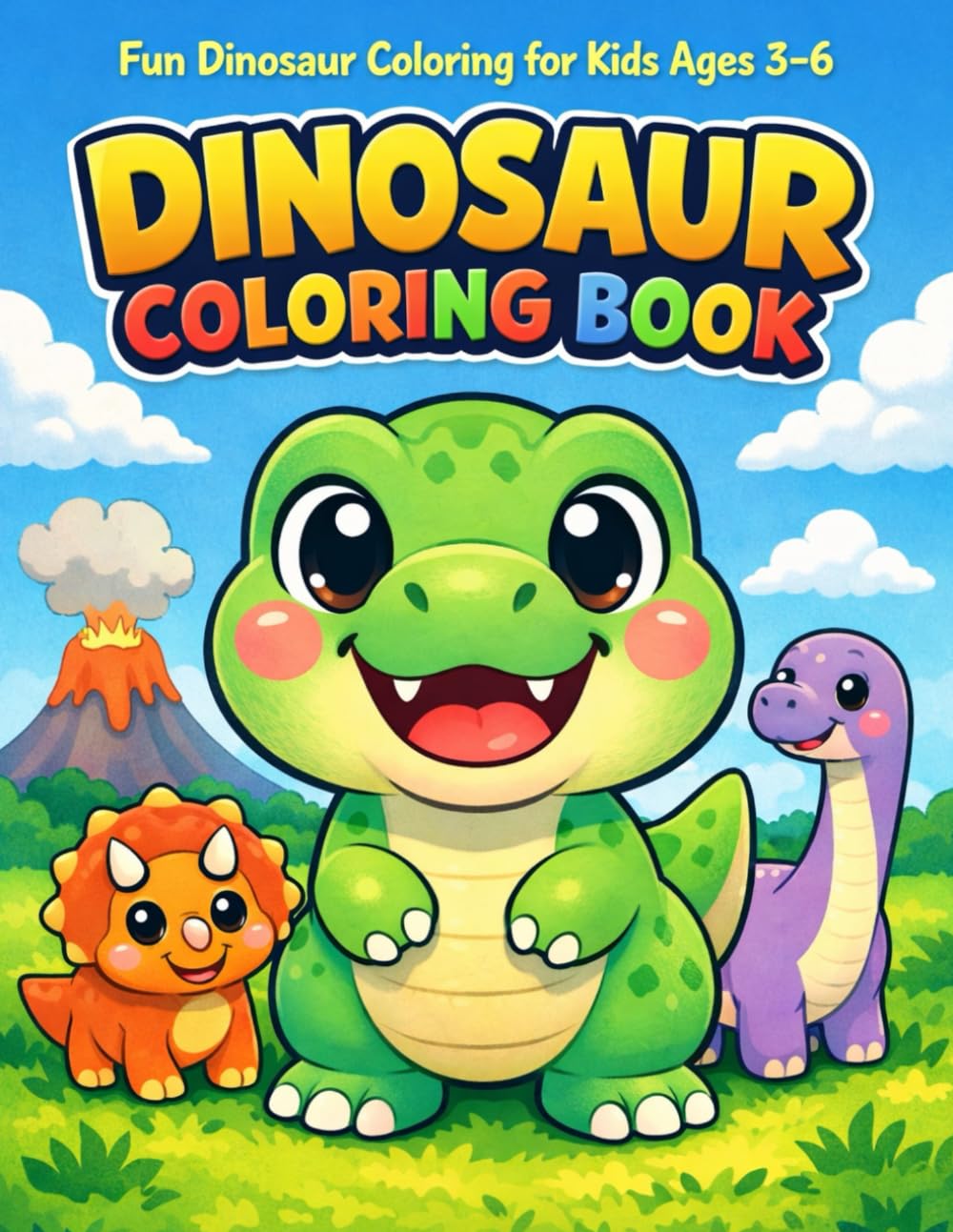 Dinosaur Coloring Book for Kids Ages 3–6: Cute and Easy Dinosaur Coloring Pages with Bold Lines for Toddlers and Preschoolers