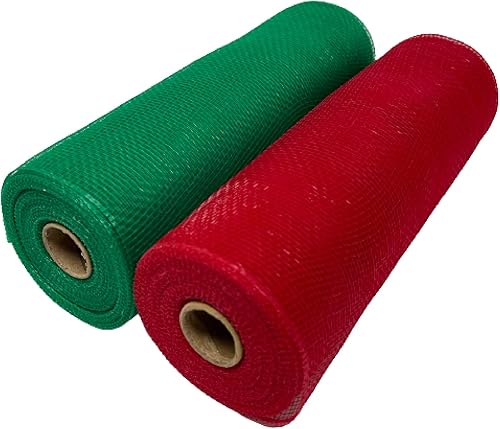 Miniatura 4 de Paquete de 2 cintas no metálicas de malla de poliéster de 10 pulgadas x 10 yardas (rojo, verde esmeralda)