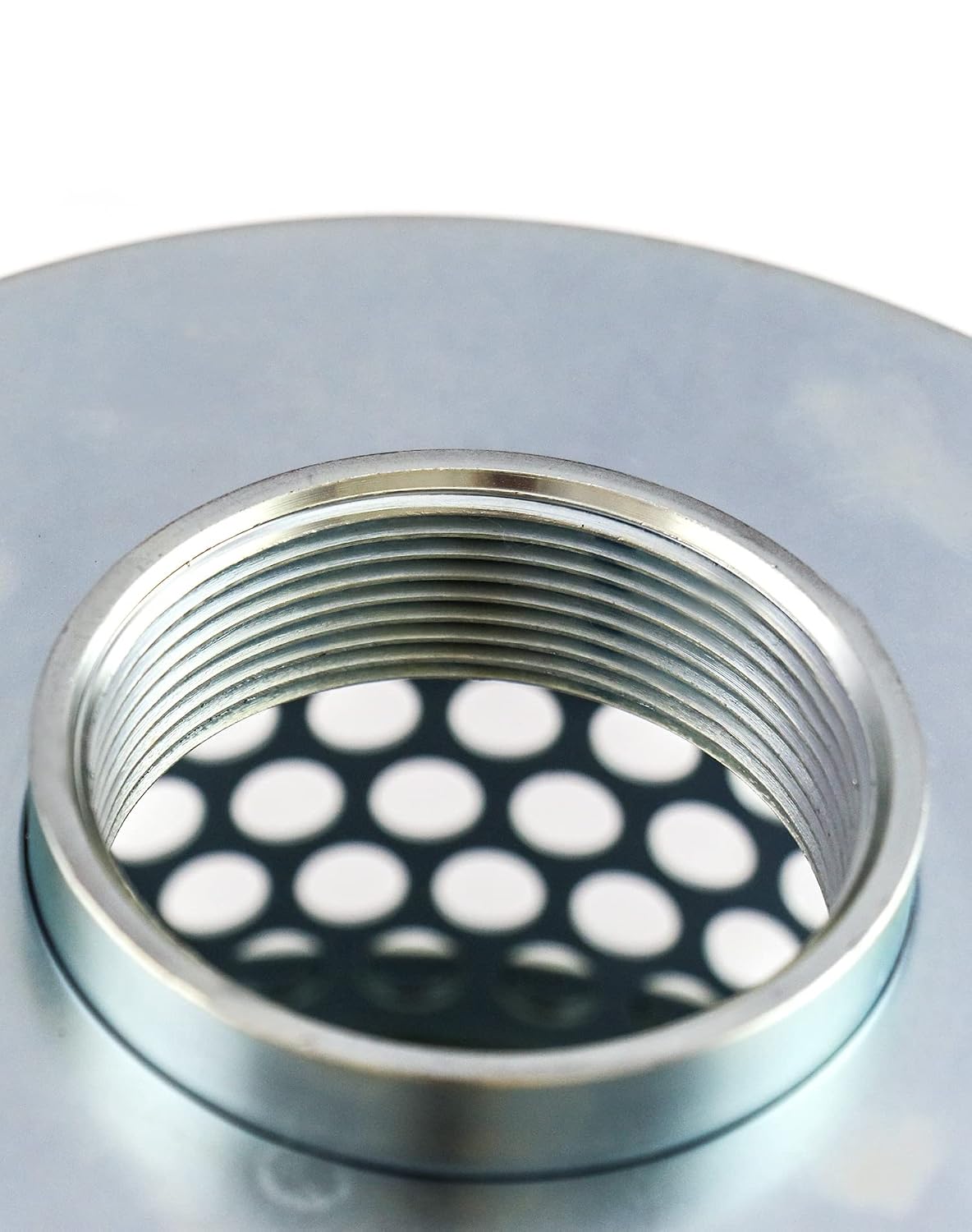 QWORK 2" Round Hole Suction Strainer Filter for Pumps, Steel Plated Thread Size 2 Inch, Reduces Solids Entering Pump