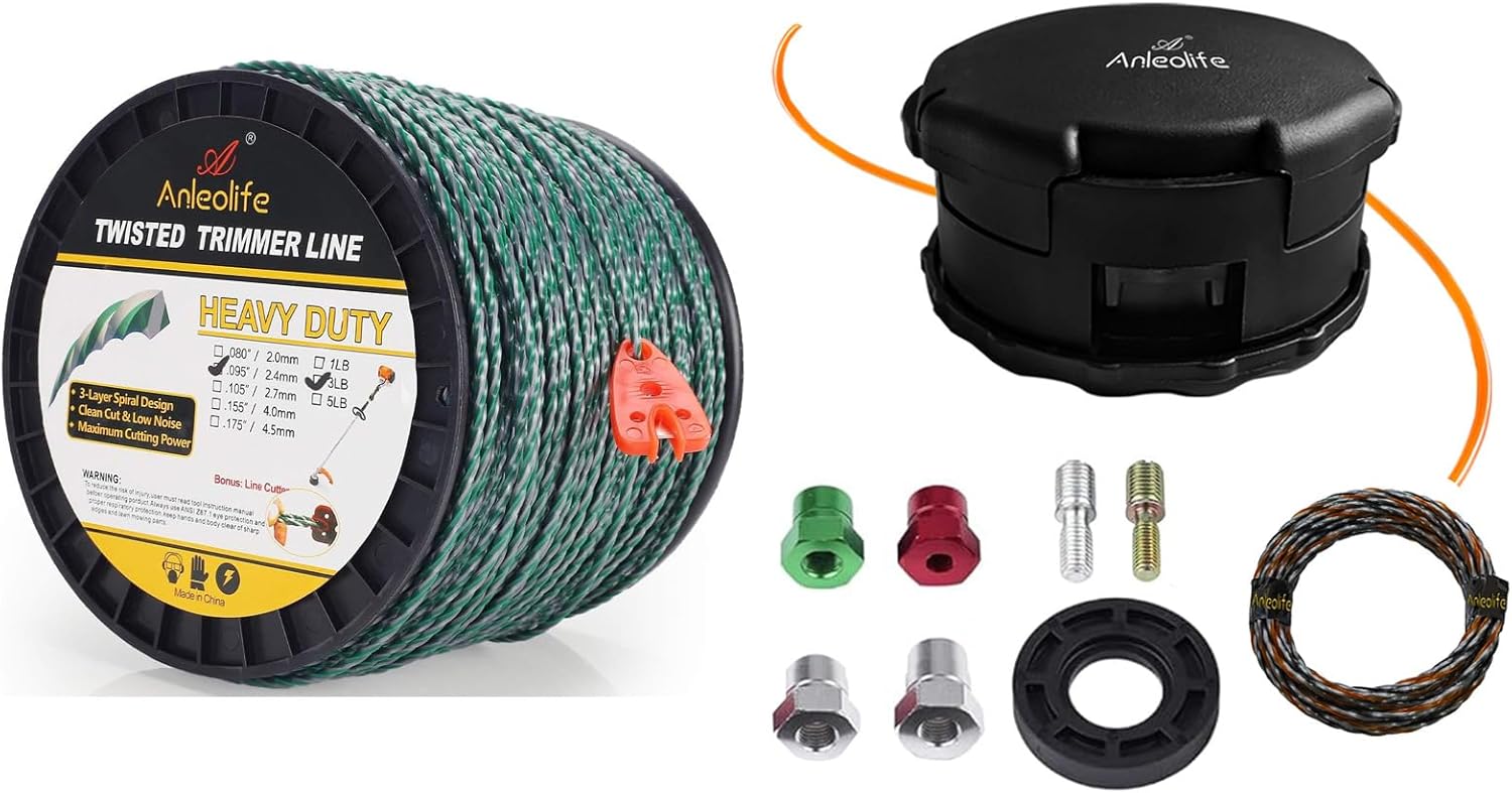 A ANLEOLIFE Universal String Trimmer Head for Echo Speed Feed 400 with Twisted .095" x1181ft String Trimmer Line