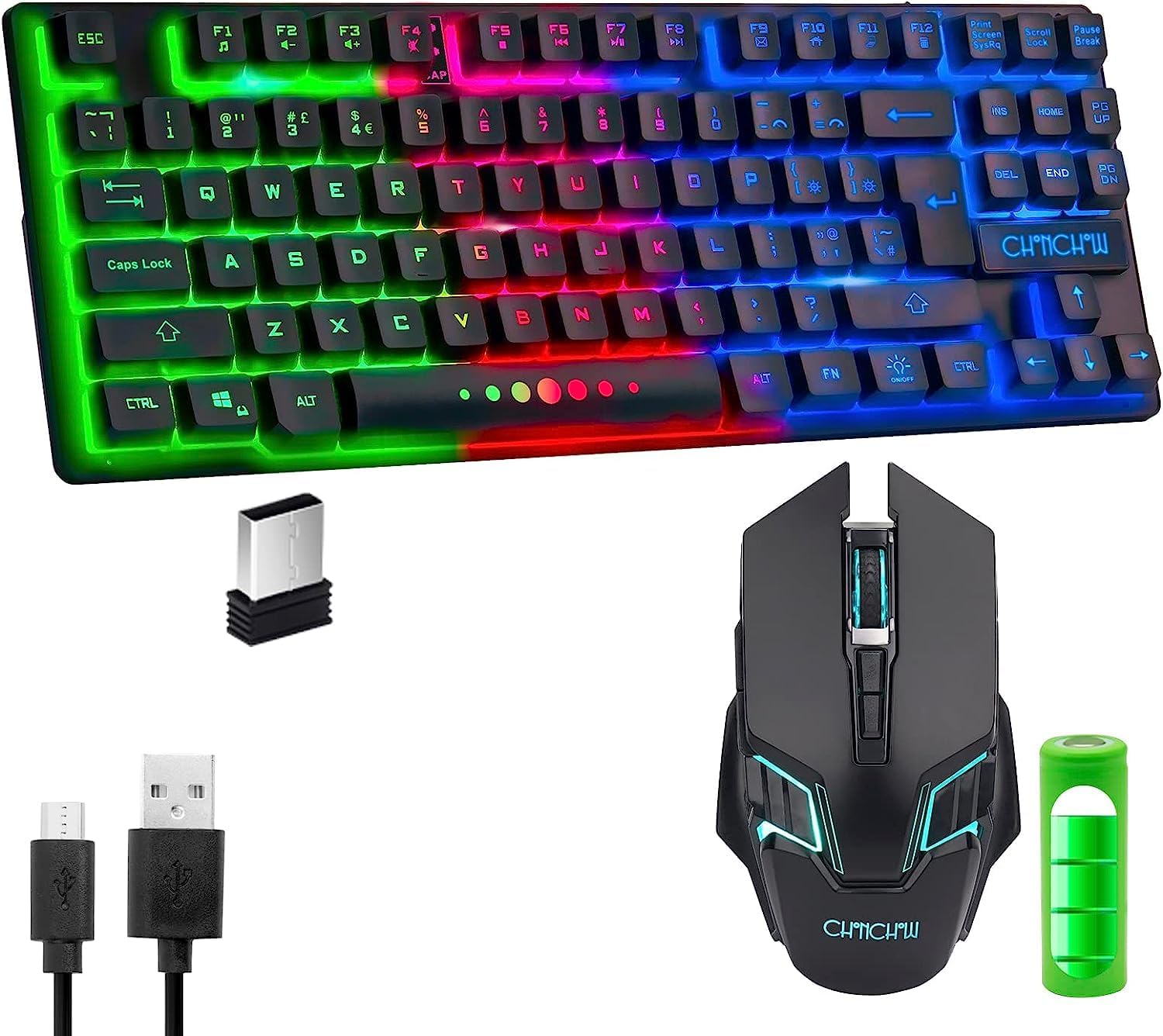 Wireless Gaming Keyboard and Mouse Combo Rechargeable Led Backlit Key