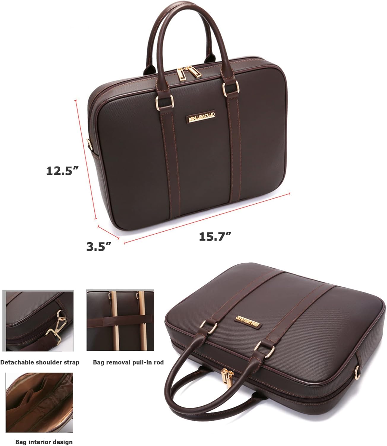 feilario 2Pcs Leather Business Spinner Wheel Luggage Waterproof Carry-On Suitcase with TSA Lock - Capacity 36-55L - Image 5