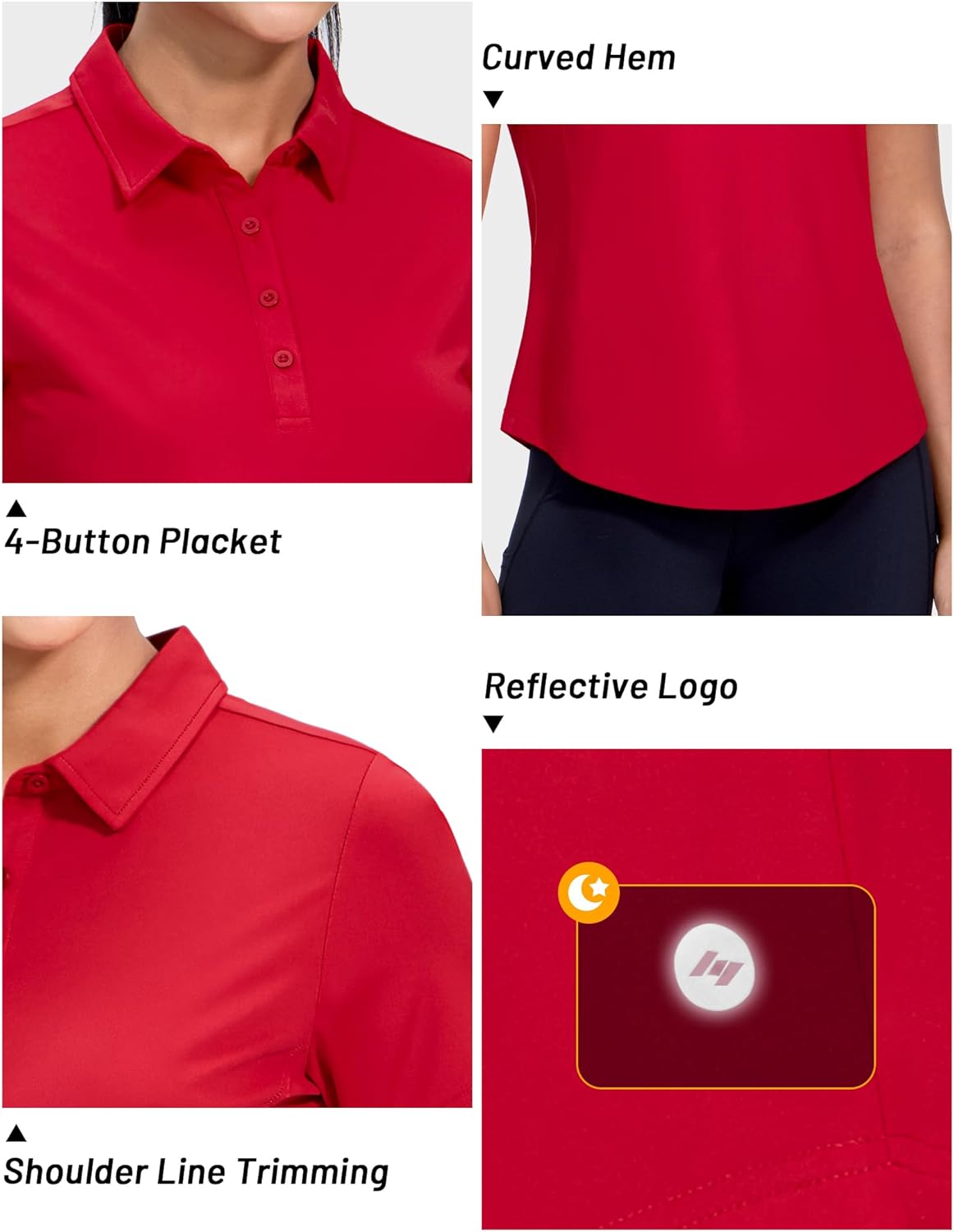 MIER Womens Golf Polo Shirts Short Sleeve Quick Dry Sun Protection Active UV Shirts Collared Tennis Tops, 4 Buttons - Image 3