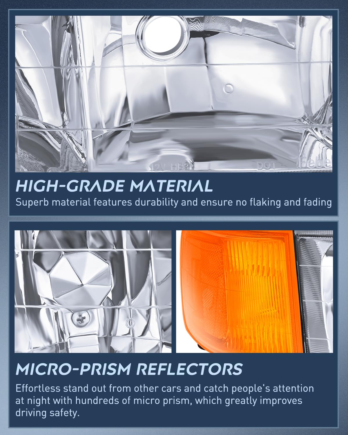 Nilight Headlight Assembly Compatible with 1994 1995 1996 1997 Honda Accord Chrome Housing Amber Reflector Clear Lens Headlights Replacement Driver and Passenger Side