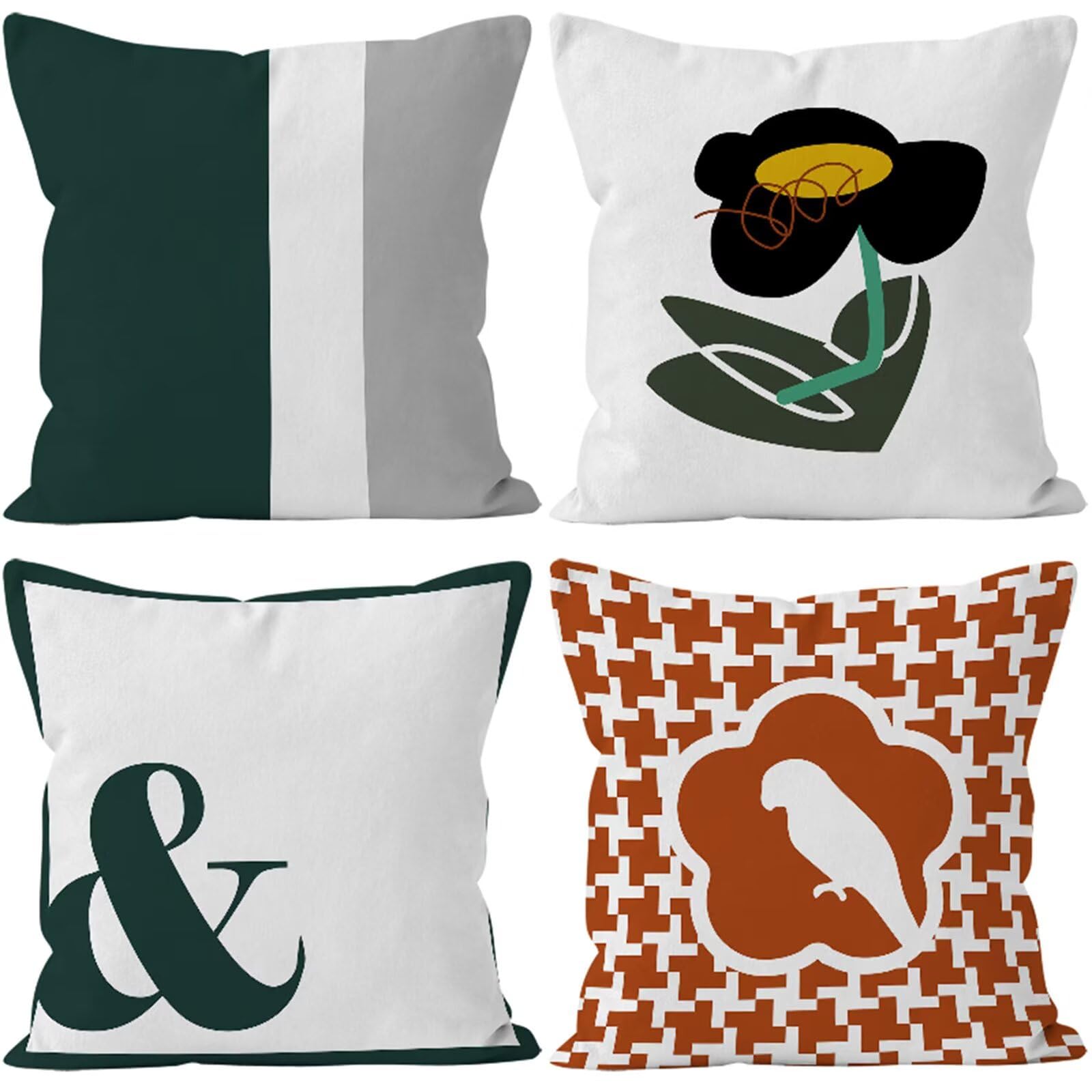 Juego de 4 Funda Cojin 70x70cm Fundas Cojines Sofa Moderno Doble Cara Suave Cojines Exterior Impermeable Flores Cuadrado Funda de Almohada para Sofá Coche Cama Sillas Cojines Decorativos S-5127