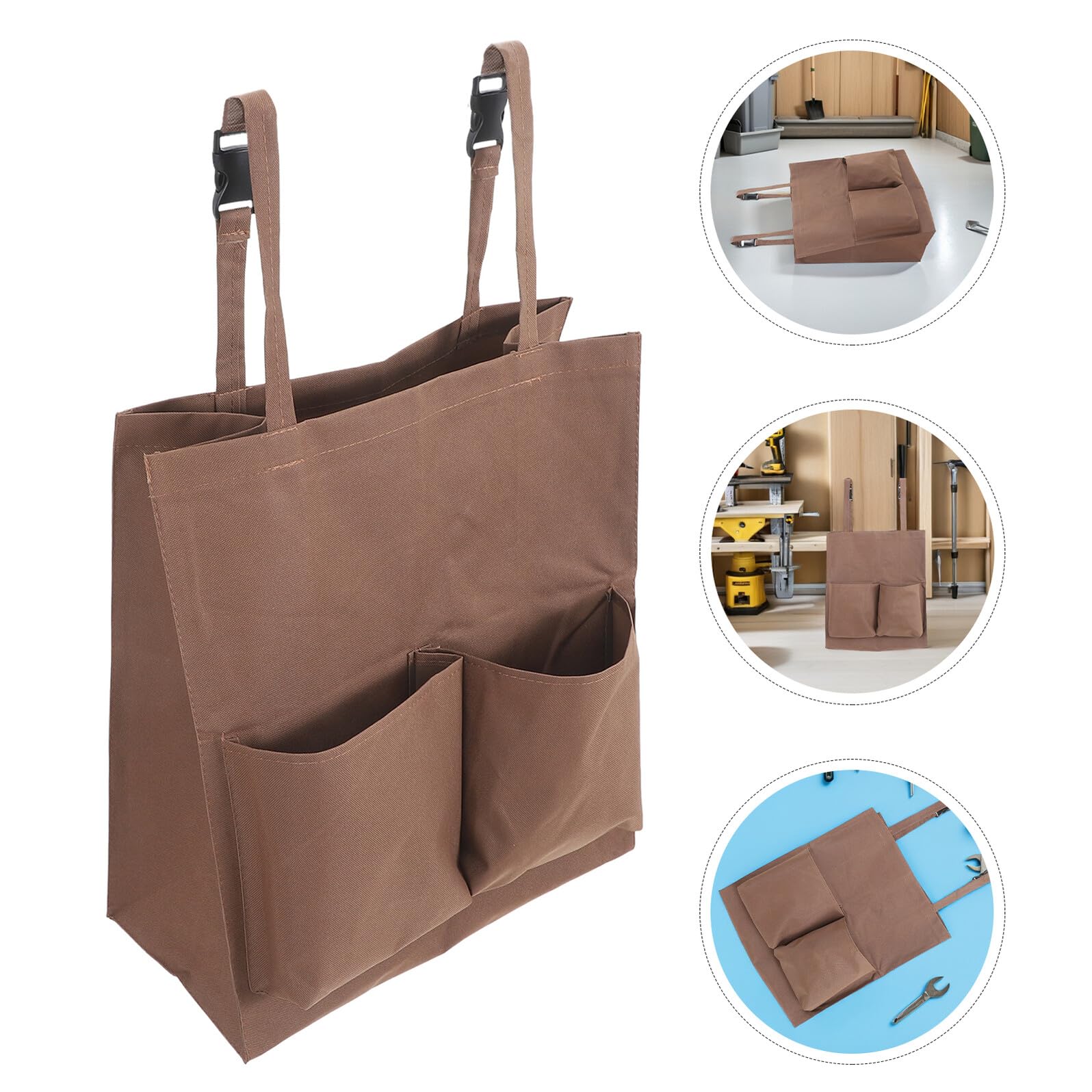Alipis Bolsa Organizadora para Carrito de Limpieza 4 Unidades Color Café con Cierre Plástico Gran Capacidad 45X30X19 CM Bolsa Multiusos para Almacenamiento y Transporte de Artículos