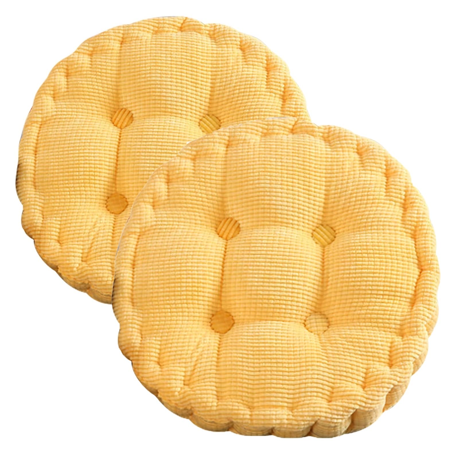 NMGBRDM 2 PCS Round Chair Cushions, 8cm Thicken Meditation Floor Pillow For Kitchen, Home, Office, Garden, Dining Chairs Stools(Size:45cm(2 pc),Color:Yellow)
