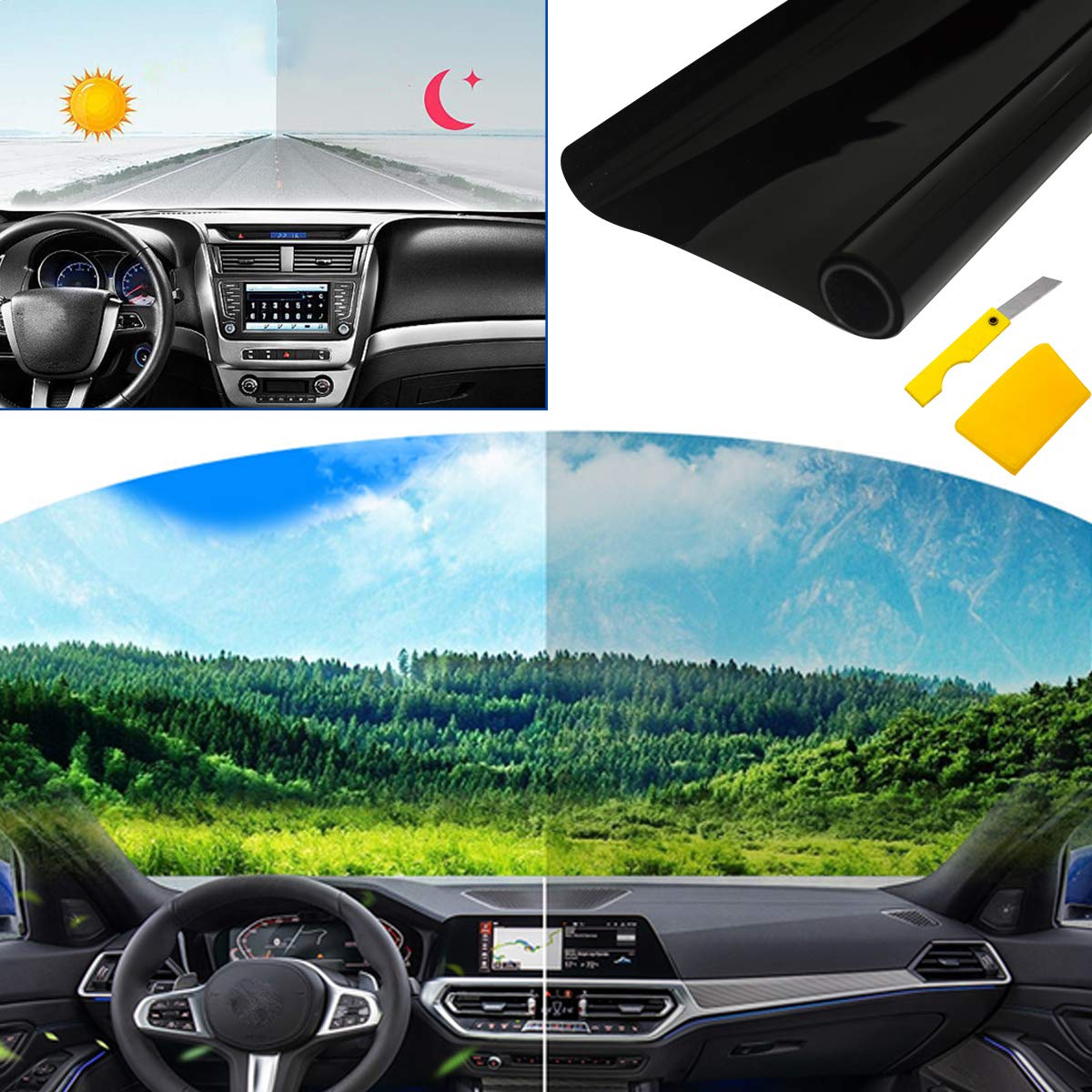 Pellicola per finestrino auto, per la maggior parte delle auto, 75 cm x 7 m