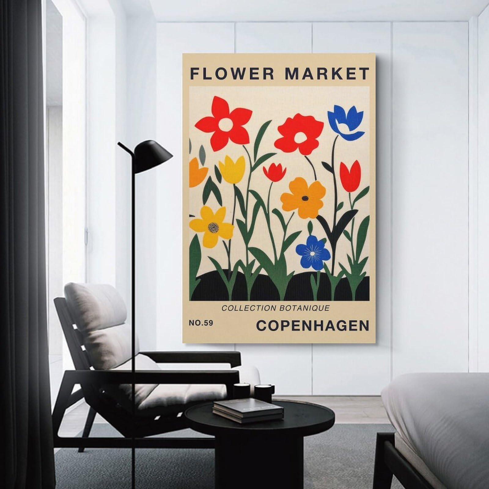 Junmoney Unframe-Style-2 Canvas Wall Art Flower Market Copenhagen Botanical Travel Poster, 24X36inch(60X90cm), For Lounge Decor, Bedroom Walls Or Flats, Eye Catching Artwork For Blank Walls