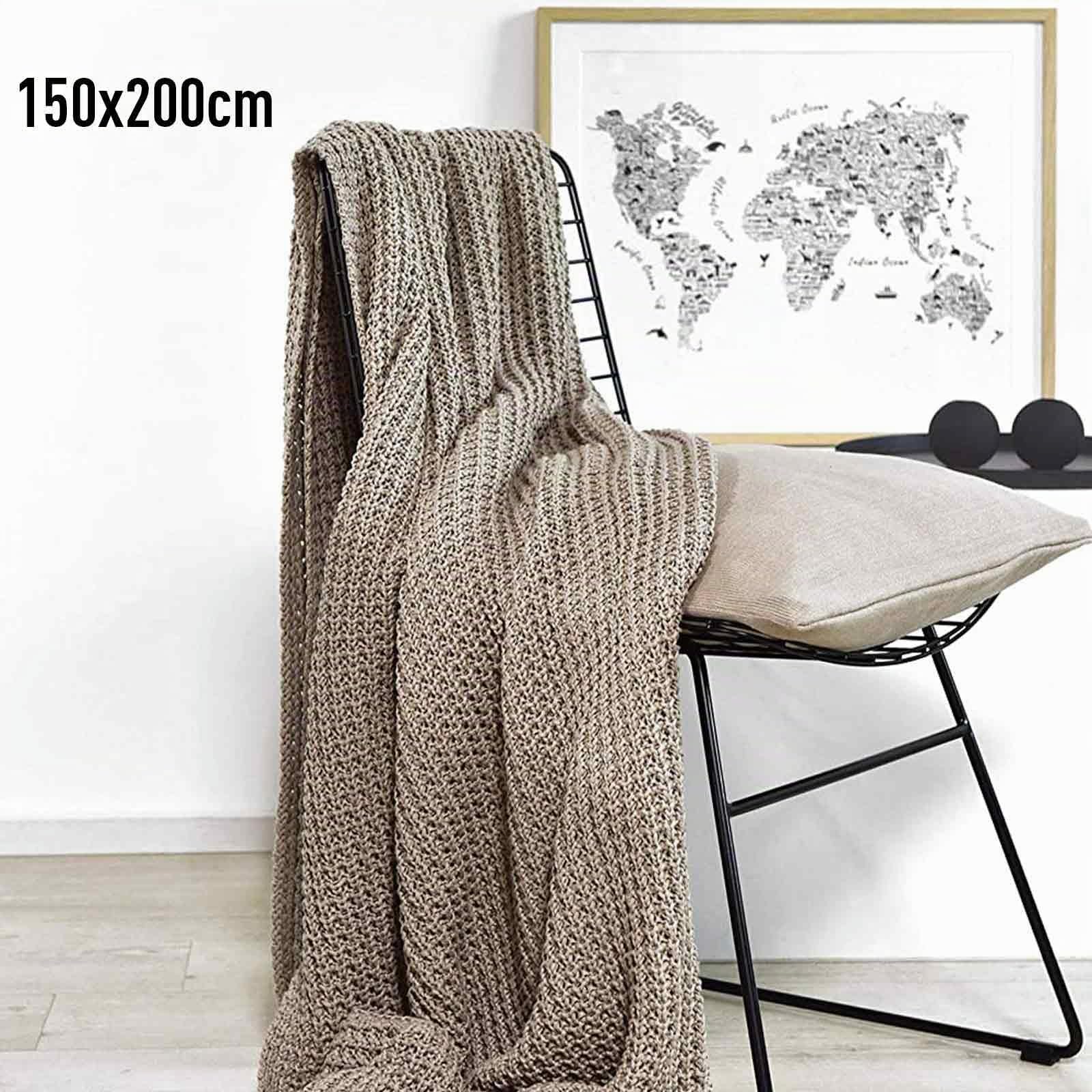 Coperta Alen lavorata a maglia, 150 x 200 cm, sabbia, 100% cotone, Ökotex