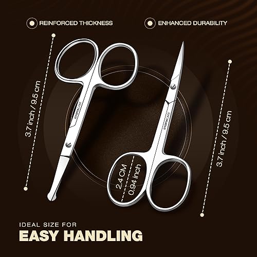 Miniatura 2 de Utopia Care - Tijeras de cabello facial curvadas y redondeadas para hombres, tijeras para bigote, pelo de nariz y barba, uso seguro para cejas,