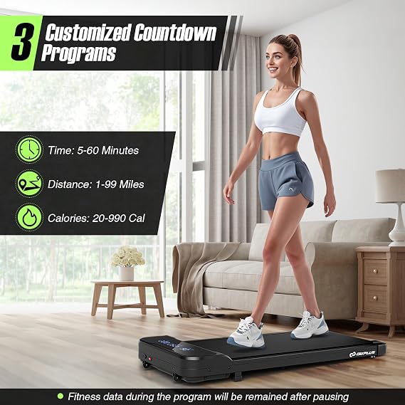 Goplus Walking Pad, 2.5 HP Under Desk Treadmill with Remote Control & LED Display, 3 Countdown Modes, 0.6-4 MPH Portable Treadmills for Home Small, Office, Free-Installation