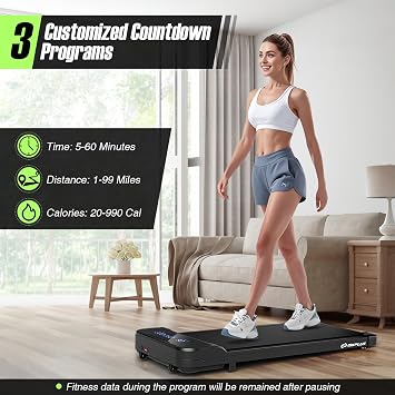 Goplus Walking Pad, 2.5 HP Under Desk Treadmill with Remote Control & LED Display, 3 Countdown Modes, 0.6-4 MPH Portable Treadmills for Home Small, Office, Free-Installation