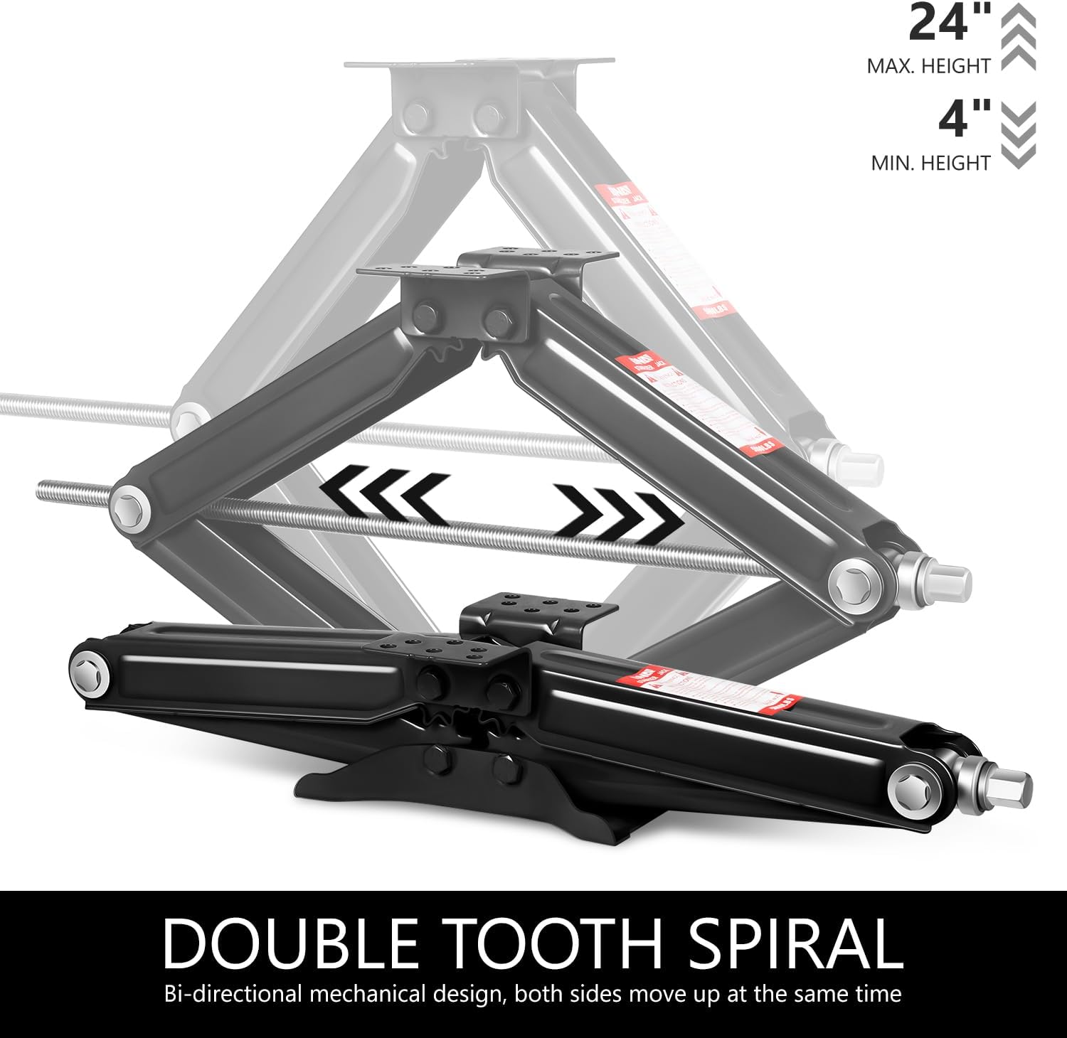 DNA MOTORING 2-Pack 5000lbs RV Trailer Stabilizer Leveling Scissor Jacks with Speed Crank Handle, 4-24" Height,Set of 2,Black,TOOLS-00330