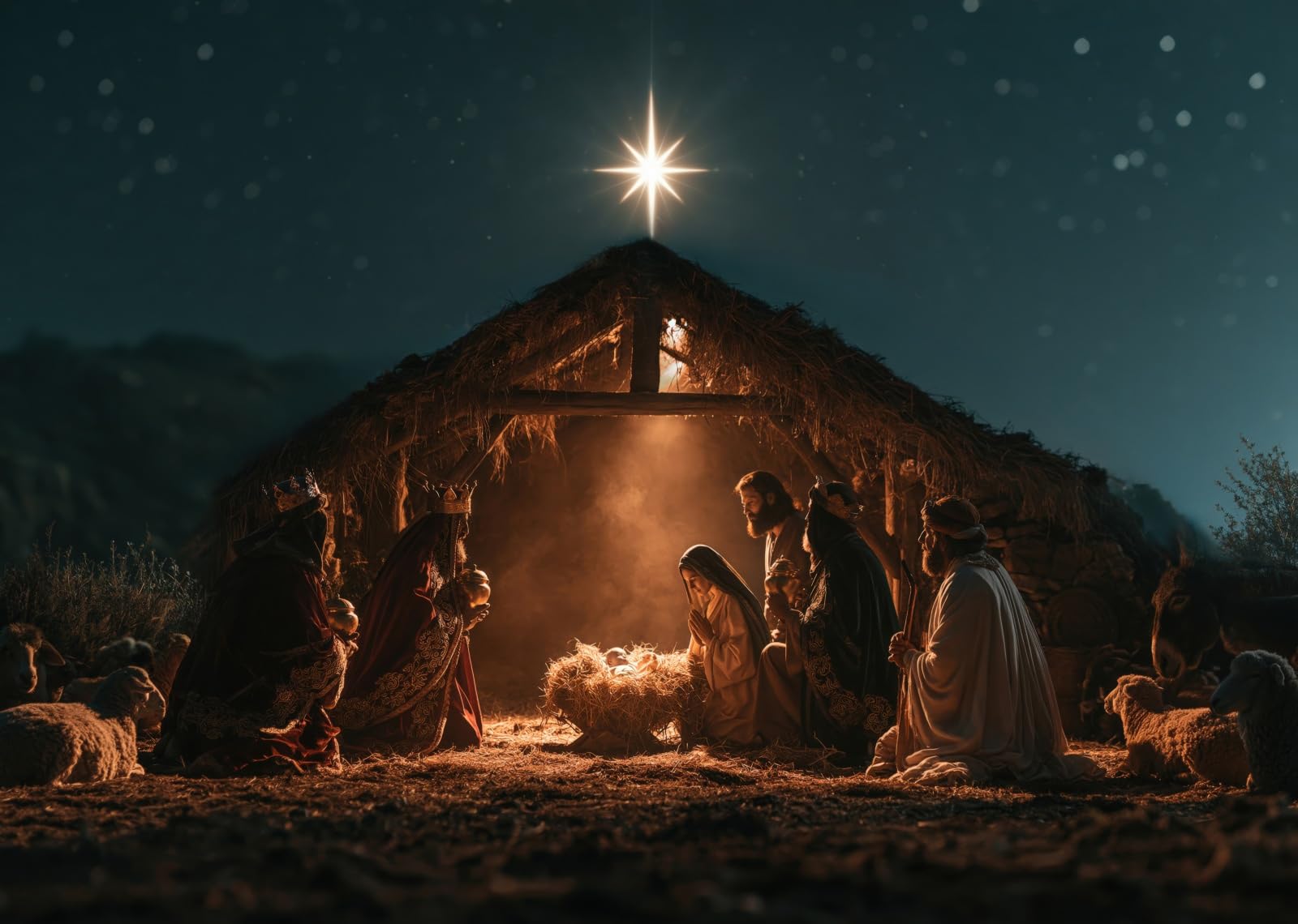 BELECO 3x2.5m Sfondo in tessuto notte stella di Betlemme Natività
