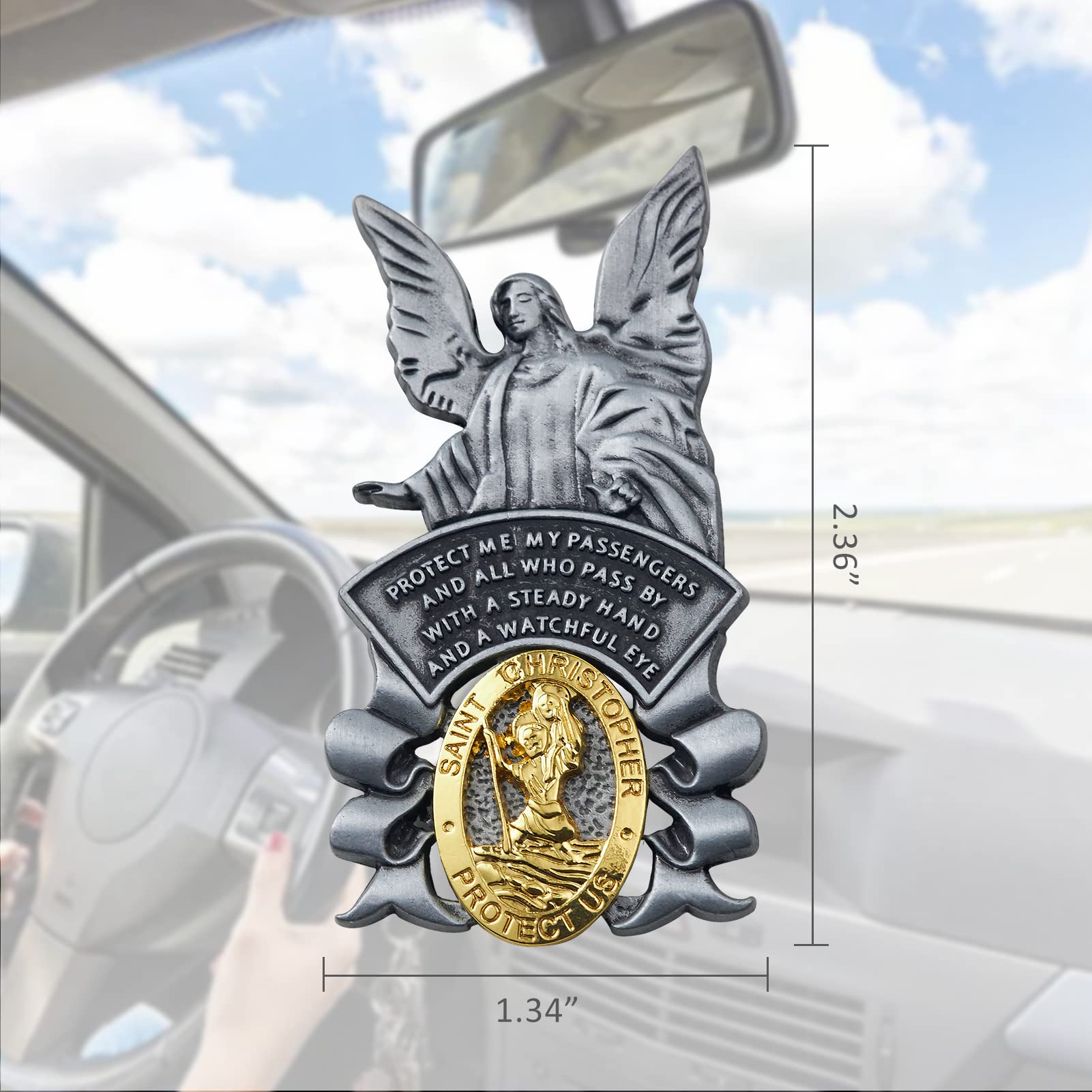 Driving Safety Medal St Christopher Medal Car Visor Clip - Guardian Angel  Protection For Drivers Religious Gift Religious Driving Safety Protection  Gift, image size:1601x1601