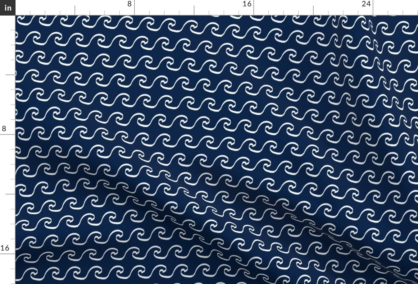 Spoonflower Fabric - Navy White Nursery Wave Ocean Waves Water Surf Summer Nautical Printed on Minky Fabric by The Yard - Sewing Baby Blankets Quilt Backing Plush