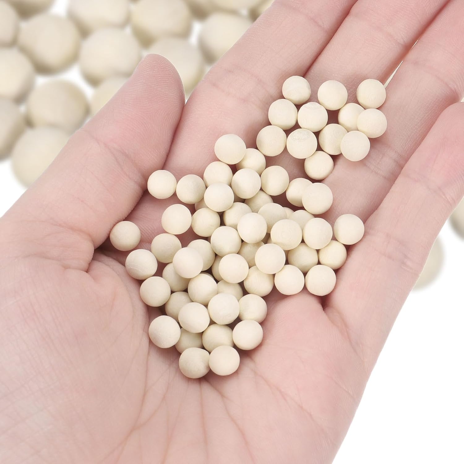 uxcell 100pcs Round Wood Balls 1/4" Diameter Unfinished Solid Wooden Spheres, Natural Wood Craft Balls for DIY Craft Projects Art Ornaments - Image 3