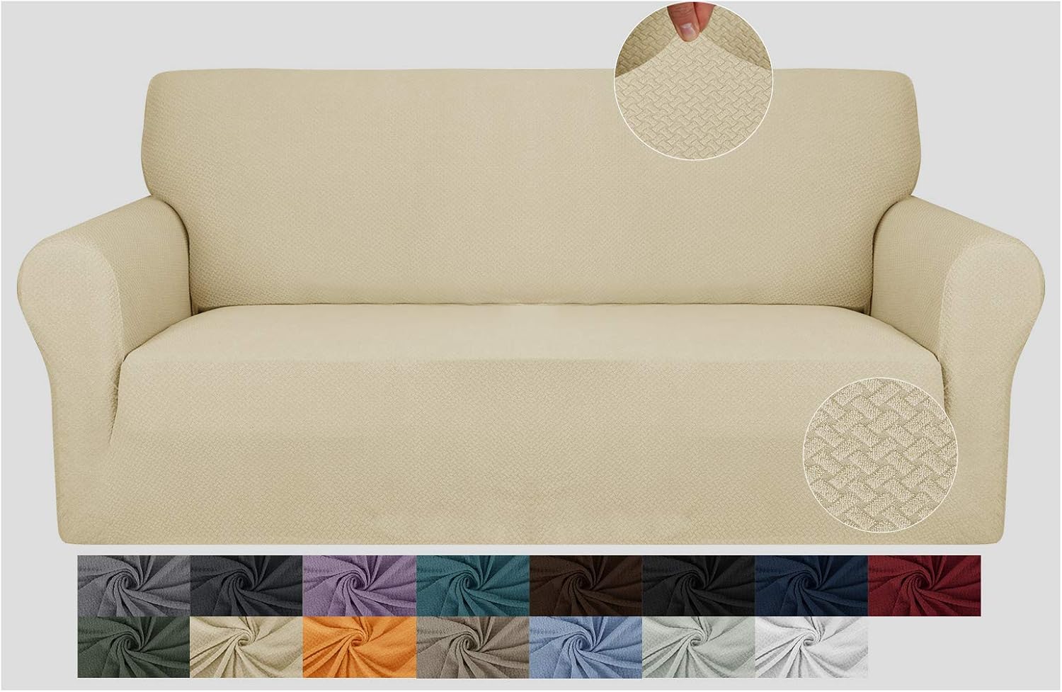 JIVINER Super Stretch 1 Piece Sofa Covers for 3 Cushion Couch Newest