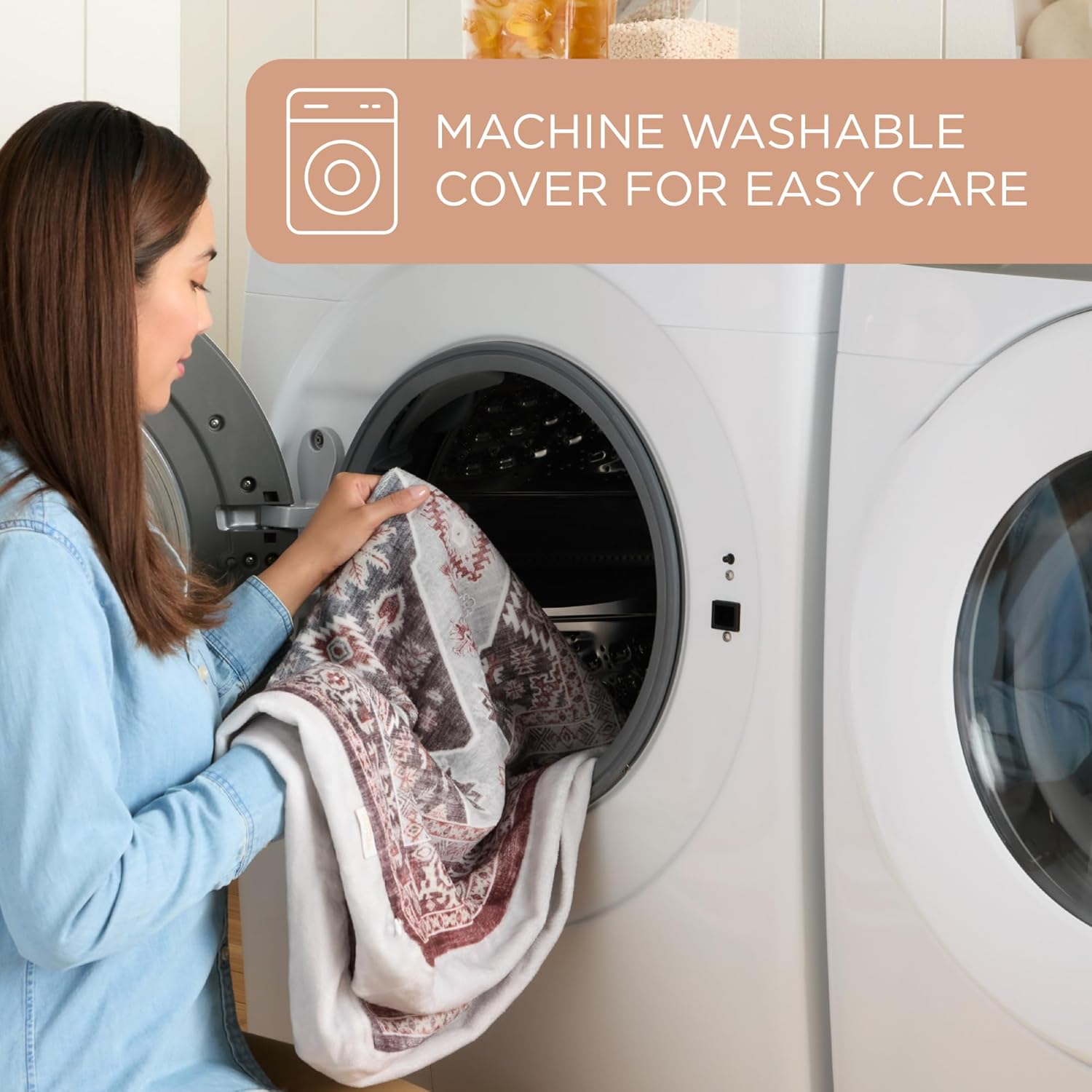 Town & Country Everyday CuddleTown Medallion Everwash® Pillow Pet Bed, Water Repellent Floor Pillow, Machine Washable Cover, Soft & Calming, Red/Greige, Large 44"x34"x4"