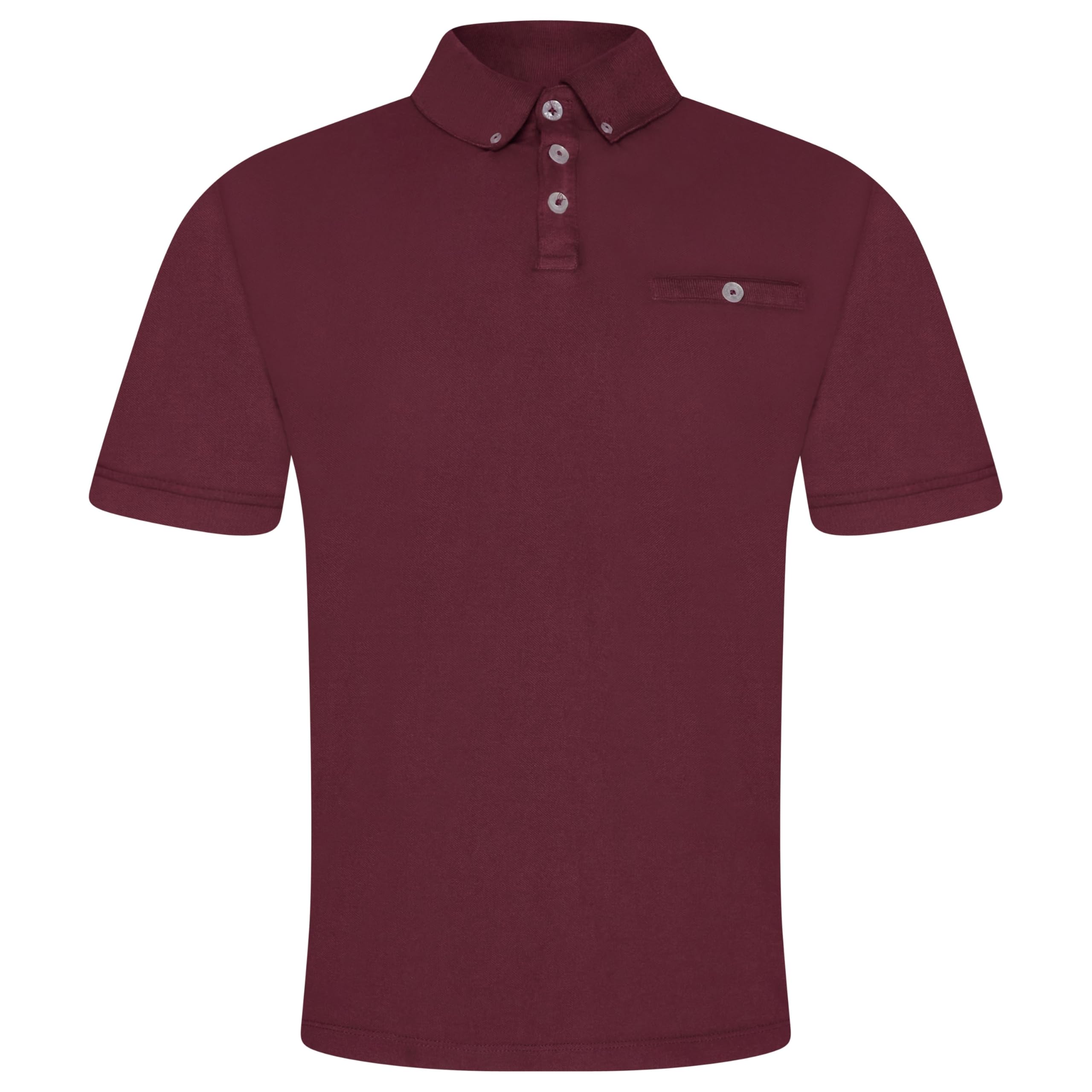 Urban Heritage Mens Button Down Short Sleeve Polo Shirt (UK, Alpha, L, Regular, Regular, Ruby Wine)