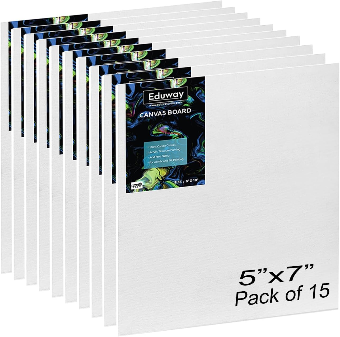 Canvas Board for Painting | Premium Quality 7Oz Pre-Primed Cotton Canvas Board for Artists & Beginners | Ideal for Acrylic, Oil, Gouache, Pastels Colors 5"x7" Inch (13x18 Cms) White