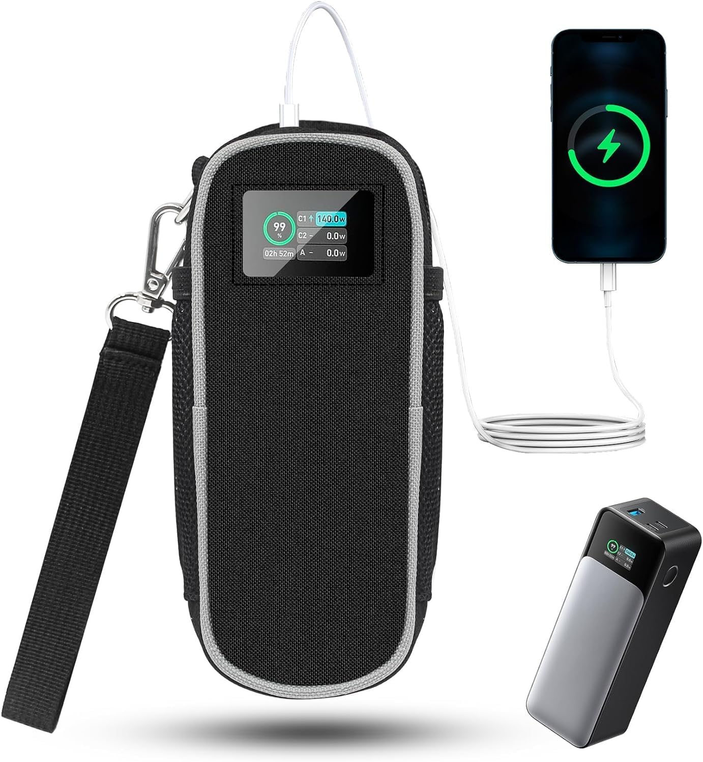 Anker 737 Power Bank Carrying Case, Portable Travel Storage Bag with Mesh Pocket, Protective Case, Oxford Fabric