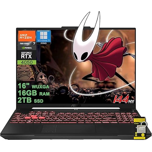ASUS TUF Gaming A16 Laptop 16" WUXGA IPS 144Hz AMD 6-core Ryzen 7 7445HS 16GB DDR5 2TB SSD NVIDIA GeForce RTX 4050 (Up to 194 AI Tops) RGB Backlit USB4 Two-Way AI Noise Cancelation Win11Pro ICP Hub