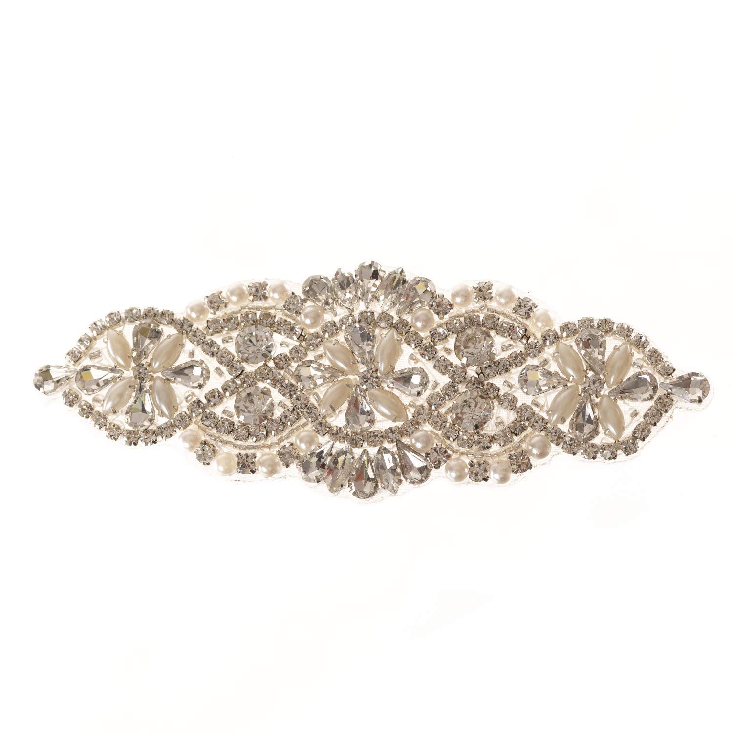 WedDecor Crystal Rhinestone Diamante Sew-On Motif Patch 138 x 47mm