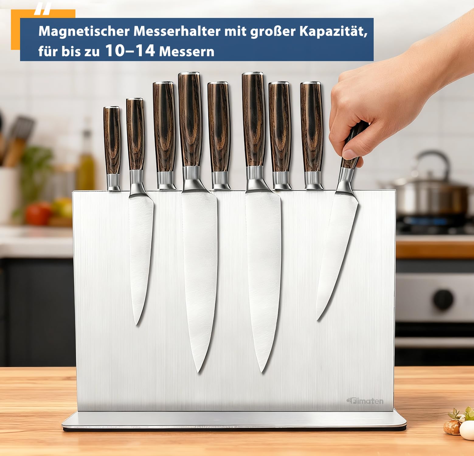 Messerblock Magnetisch ohne Messer, Magnet Messerblock aus Edelstahl, Doppelseitig Magnetischer Messerhalter, Unbestückt Messerblöcke Universal Magnetic Knife Block für Küchenmesser, 30x21,5cm