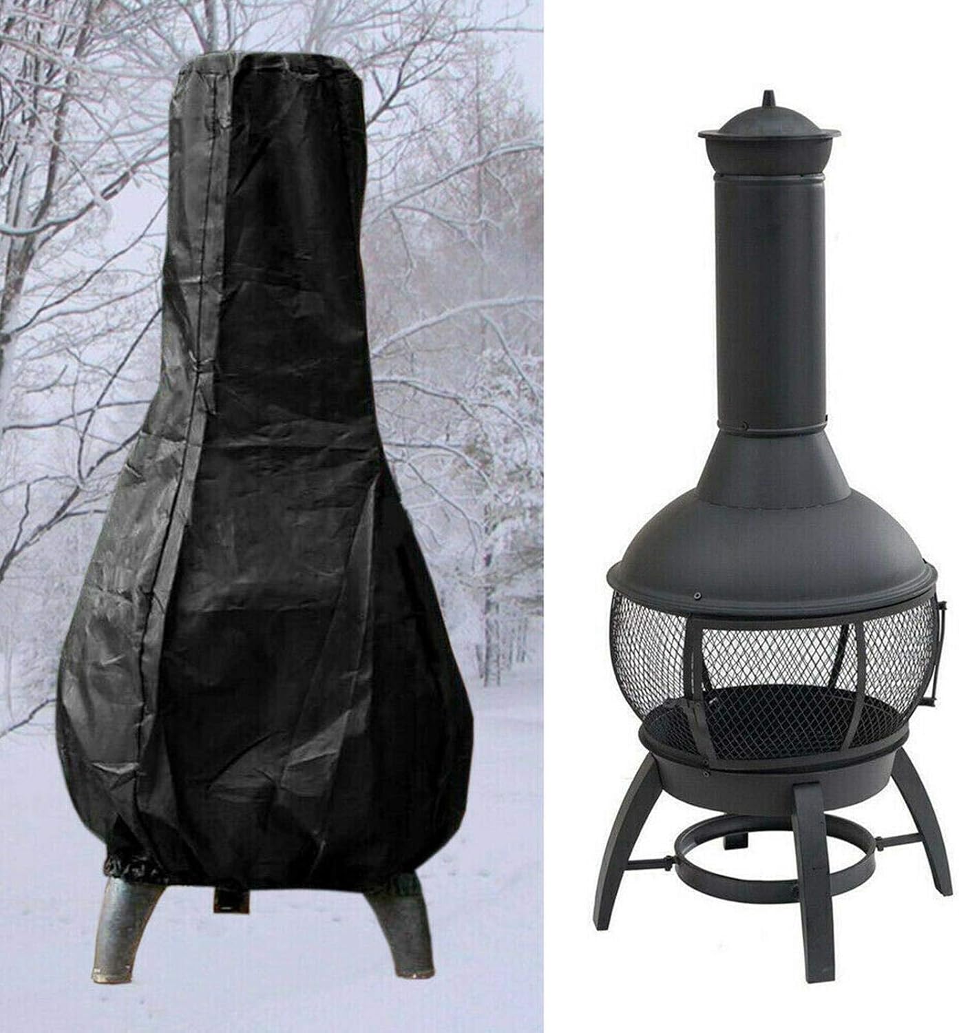 Outdoor Chiminea Cover,Waterproof Prevent dust Chimney Fire Pit Cover Outdoor Garden Heater Cover UV Protective Cover with Drawstring for Fixing Also Easy to Remove