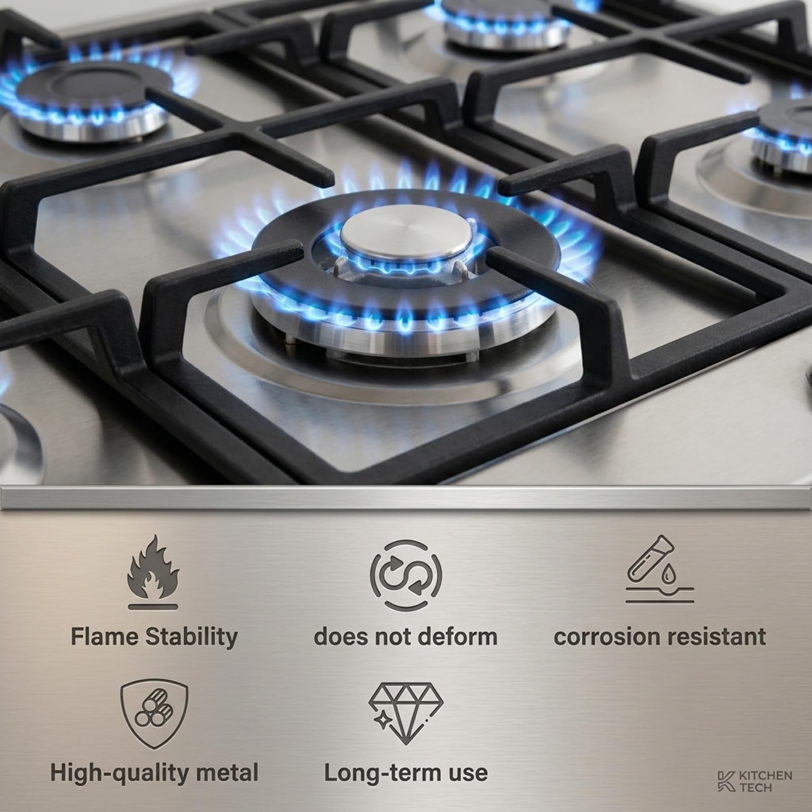 Set di 5 coperture per piano cottura a gas, set di cappucci per bruciatore, kit coperchio con tappo a fiamma, 55 mm, 75 mm, 100 mm, 130 mm, compatibile con fornelli a gas SABAF 12334