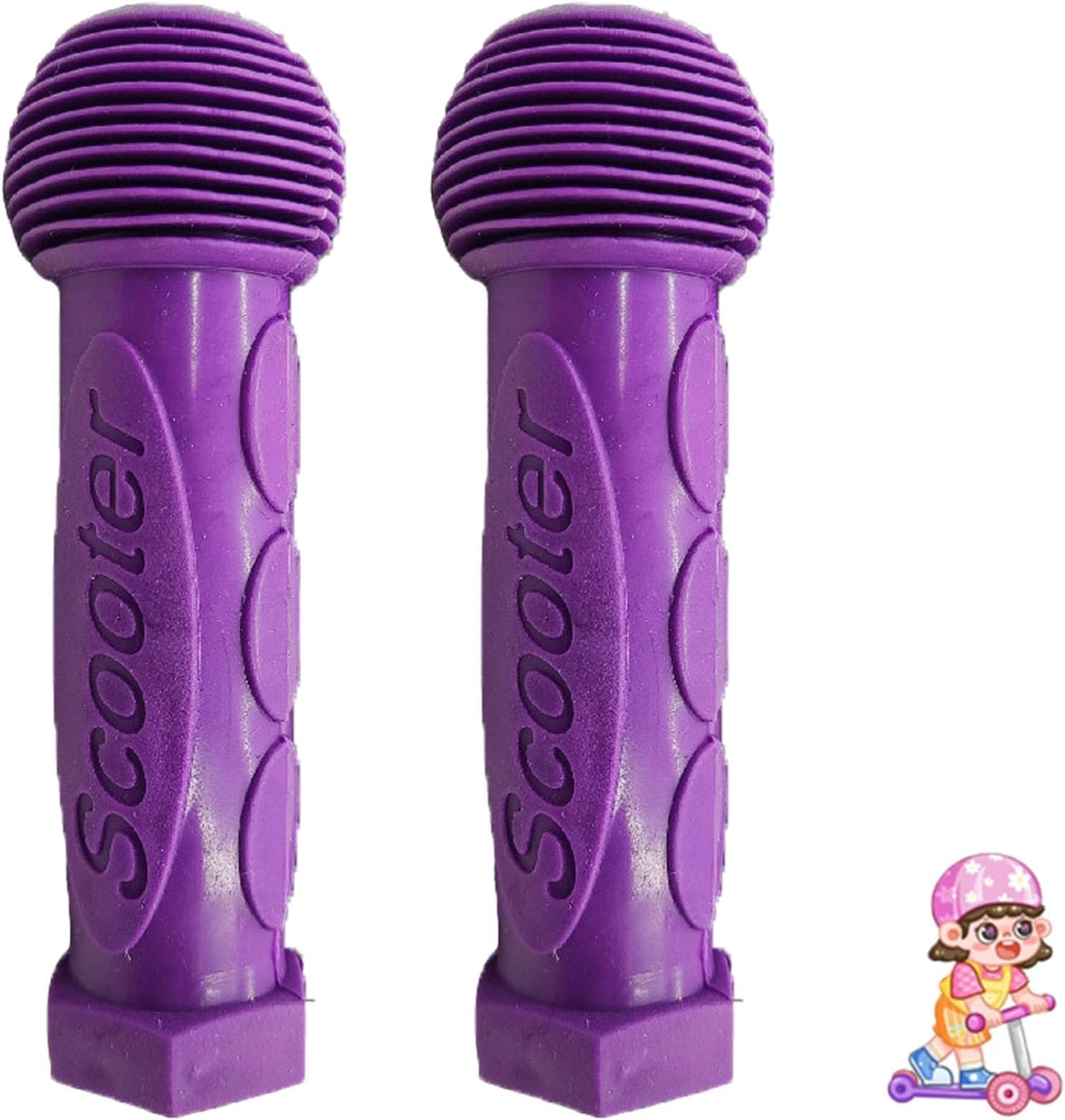 Micro Scooter Handles, Micro Scooter Handles Grips, Deluxe Non-Slip Replacement Rubber Hand Grip for Kids Bike Scooter Push Bike Mountain Bike Tricycle Road Bike, Purple