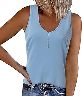 NQyIOS Womens Tunic Tops, T Shirt Undershirt Shirt V Neck Women's Casual Sleeveless Undershirt Button Down Women's Blouse Carry Camisole Off Shoulder Tops for Women