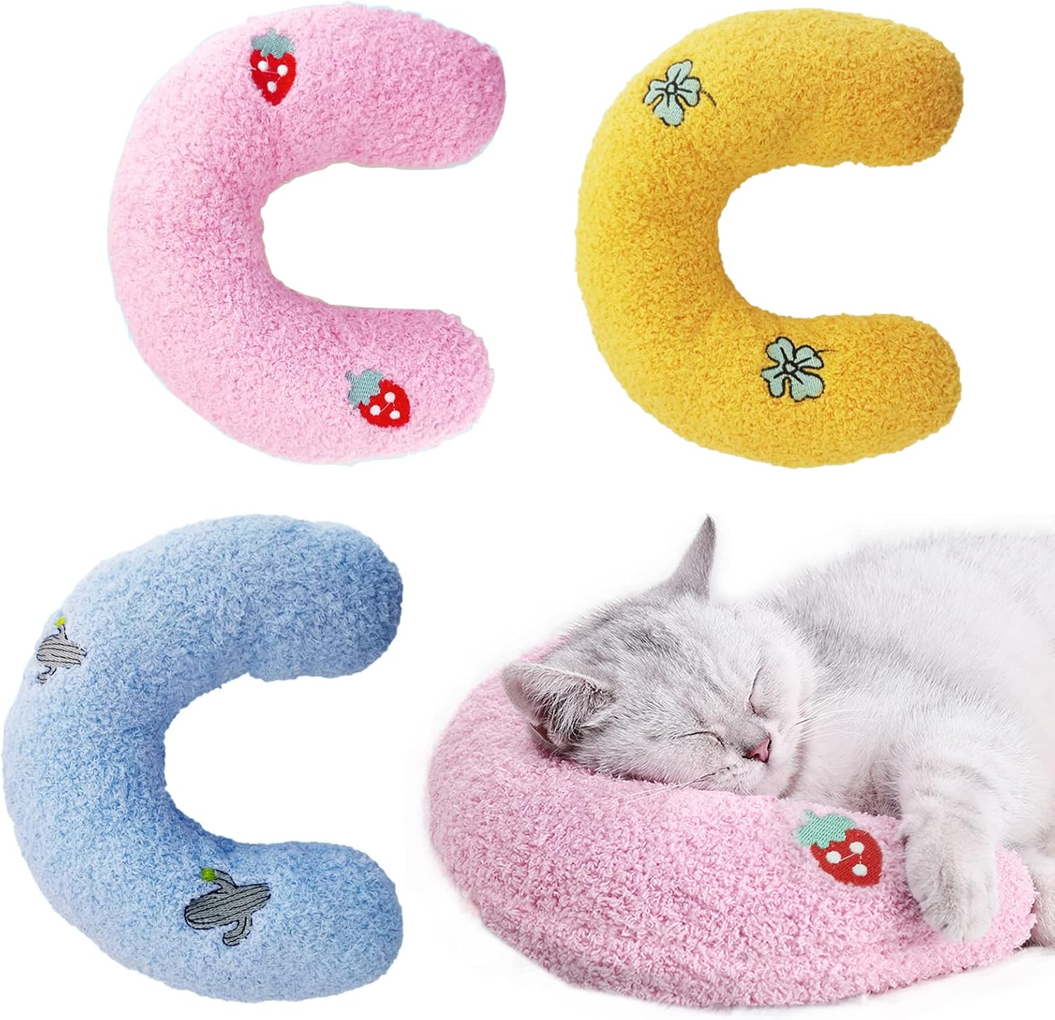 Whimsicalfox Cat Pillow, Little Pillow for Cats, Ultra Soft Fluffy Cat Calming Toy, Sewn Catnip Bag Inside, Cat Pillows for Indoor Cats,…