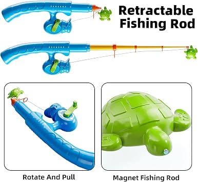 TEMI Fishing Toy for Kids 3-8 Years Old, Magnetic Fishing Pole for Toddlers | Bath Toy for Child, Summer Water Toys for Boys and Girls, Outdoor and Indoor Toys, Gifts for Birthday and Holidays