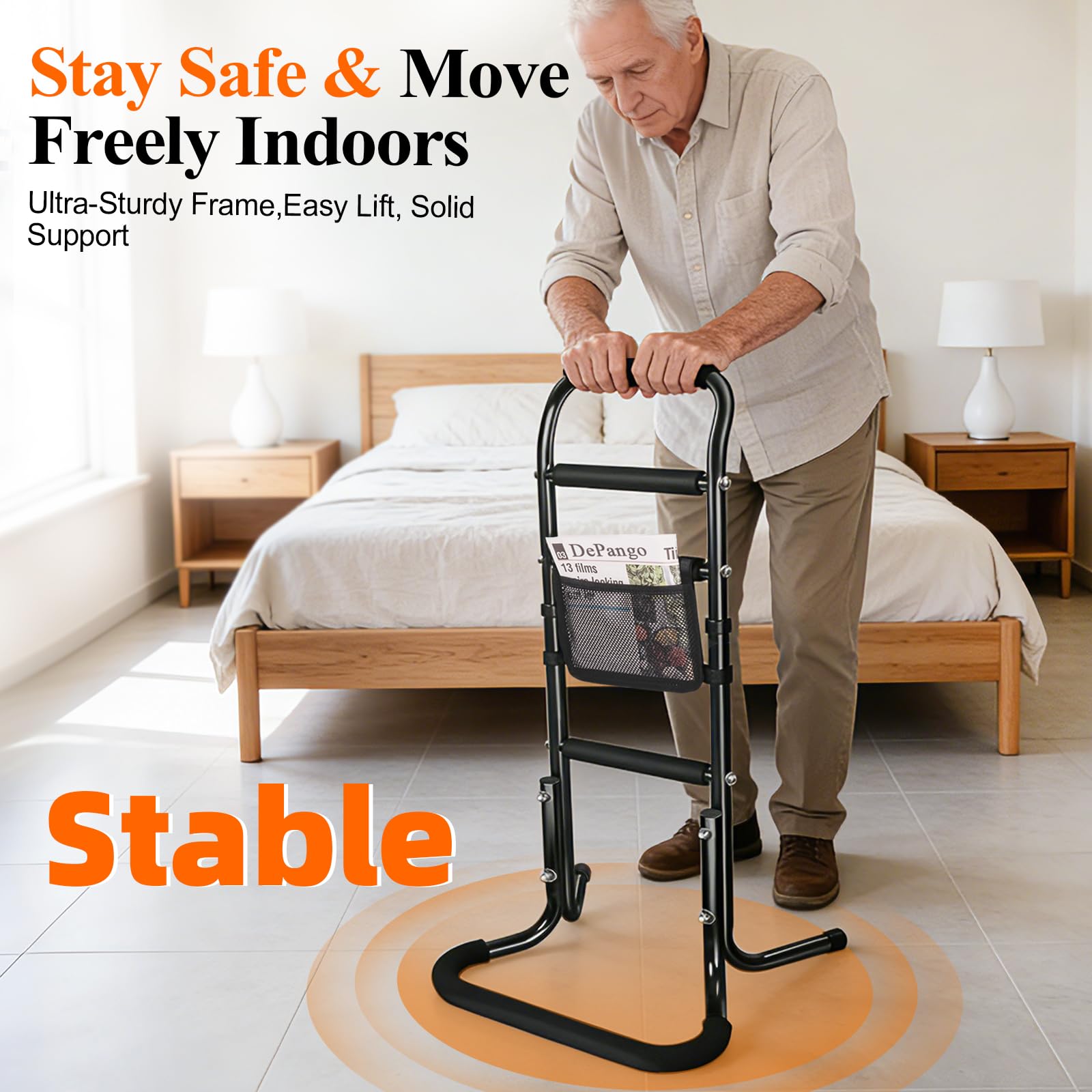 DePango Aide au Support pour Personnes âgées, en Alliage d'aluminium et Supports pour se Lever de Chaise, canapé, Barre d'appui Robuste pour Personnes âgées, handicapées et Adultes, Hauteur réglable